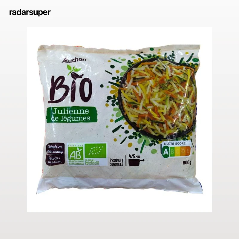 AUCHAN Verduras cortadas en juliana, procedentes de agricultura ecológica 600 g. Producto Alcampo
