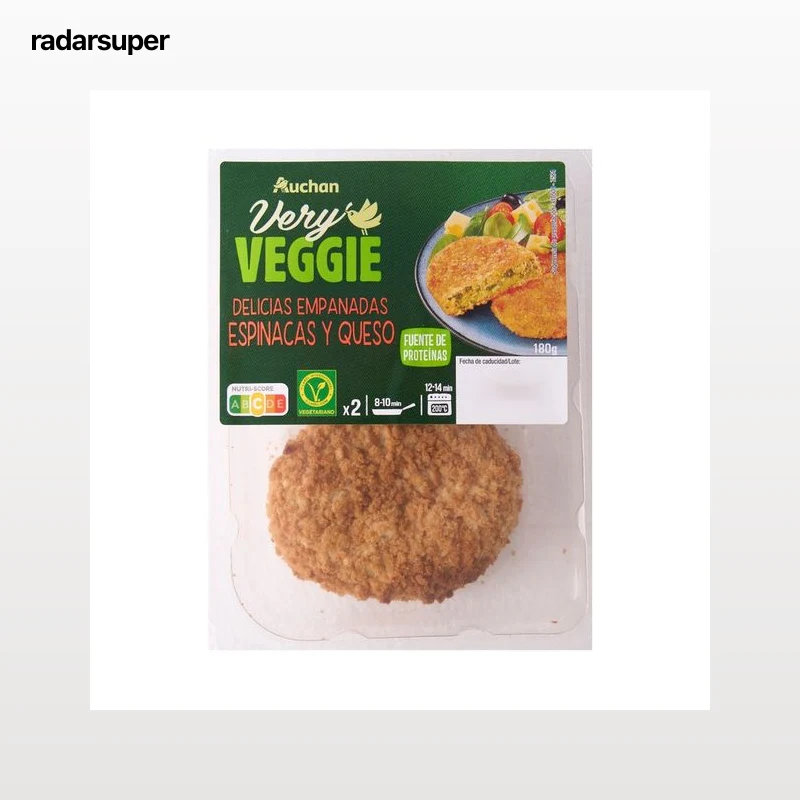 AUCHAN Very Veggie Delicias vegetales empanadas de espinacas y queso 180 g Producto Alcampo.