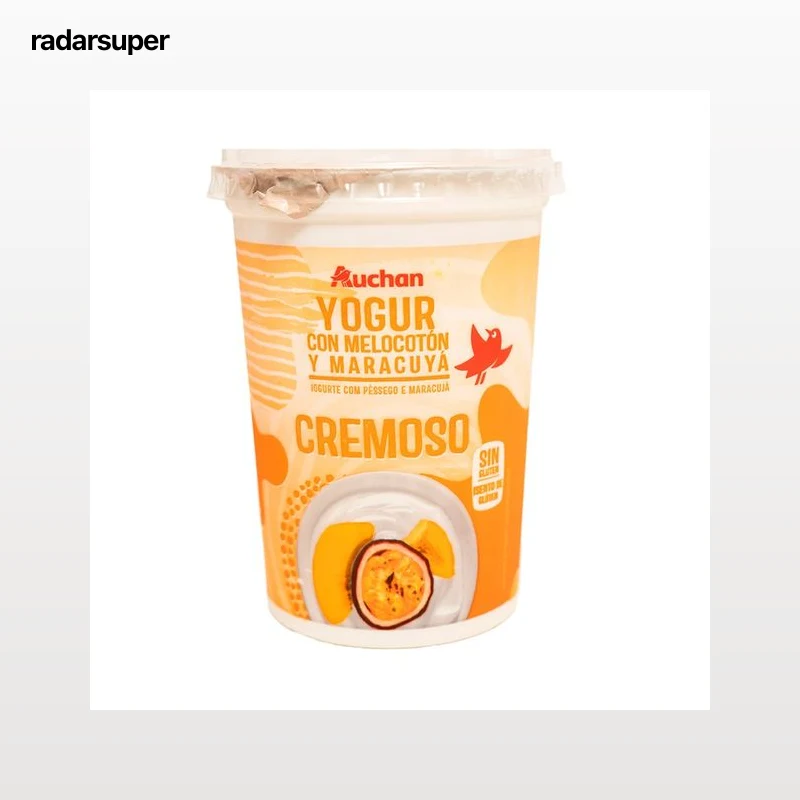 AUCHAN Yogur cremoso con melocotón y maracuya 500 g. Producto Alcampo