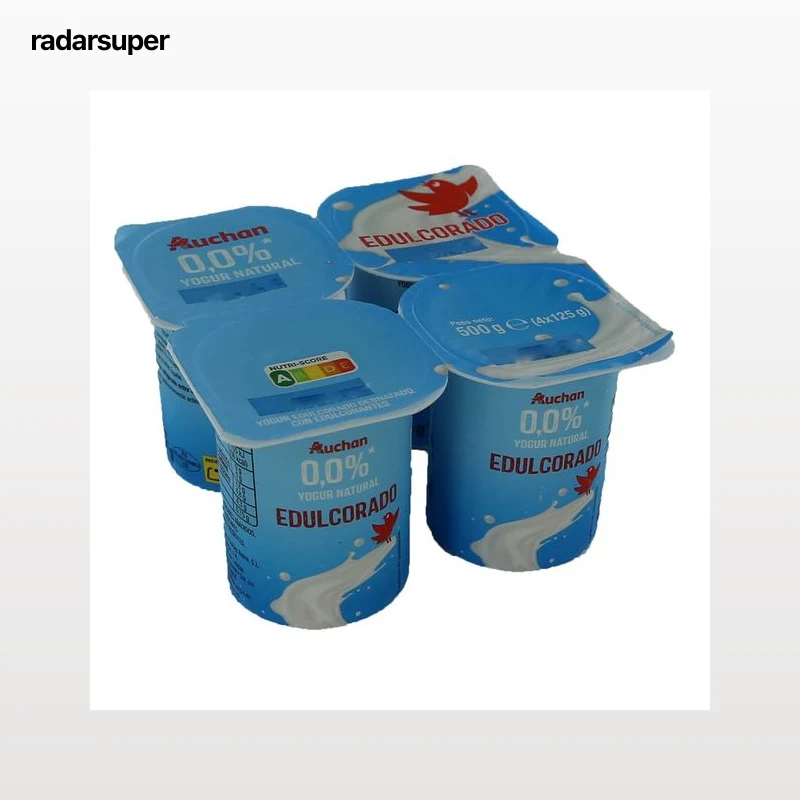 AUCHAN Yogur desnatado natural edulcorado sin azúcares añadidos 4 x 125 g Producto Alcampo.