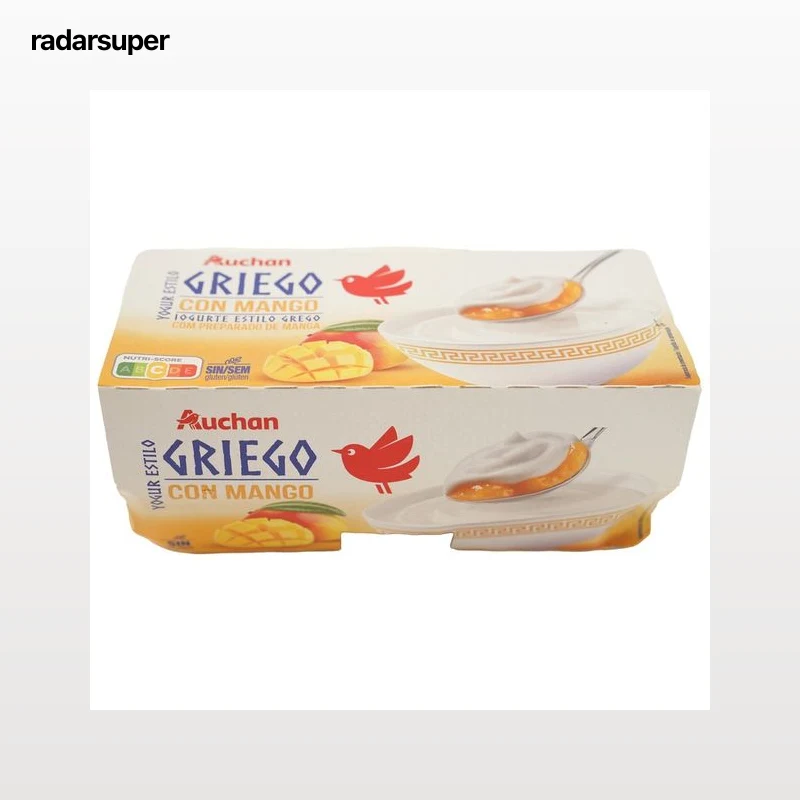 AUCHAN Yogur estilo griego bicapa con mango 4 x 125 g Producto Alcampo.