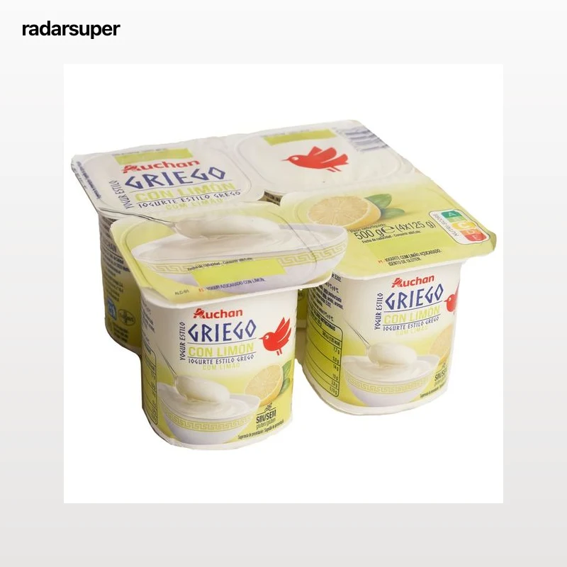 AUCHAN Yogur estilo griego con limón 4 x 125 g Producto Alcampo.