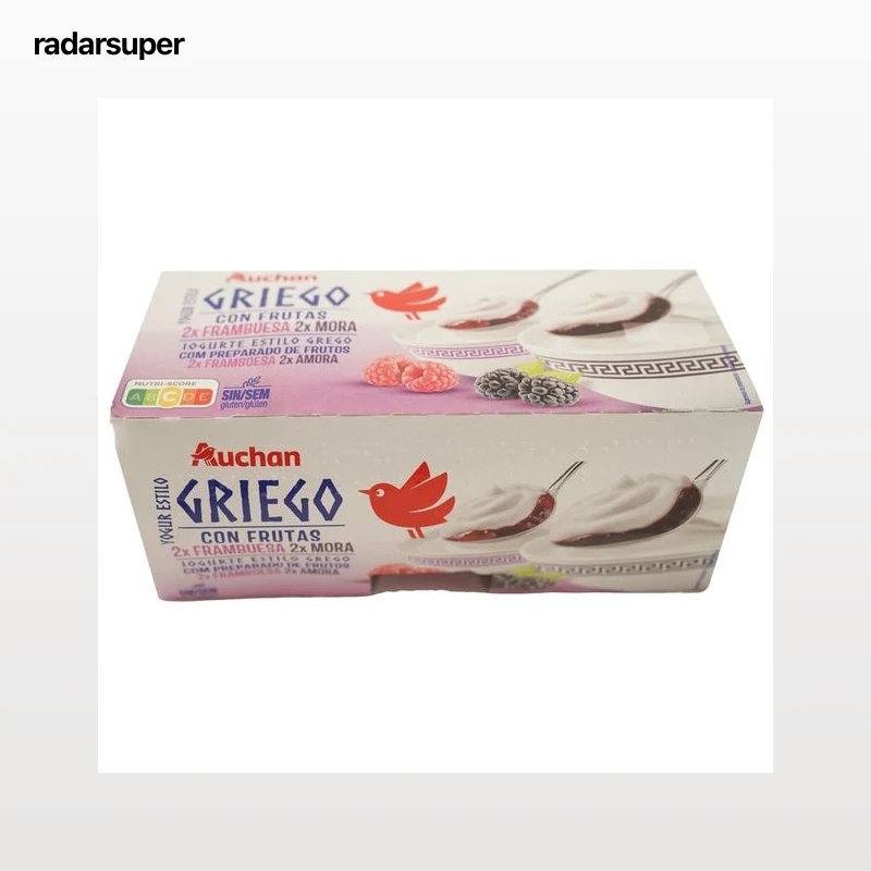 AUCHAN Yogur estilo griego con mora y frambuesa 4x125 g Producto Alcampo.