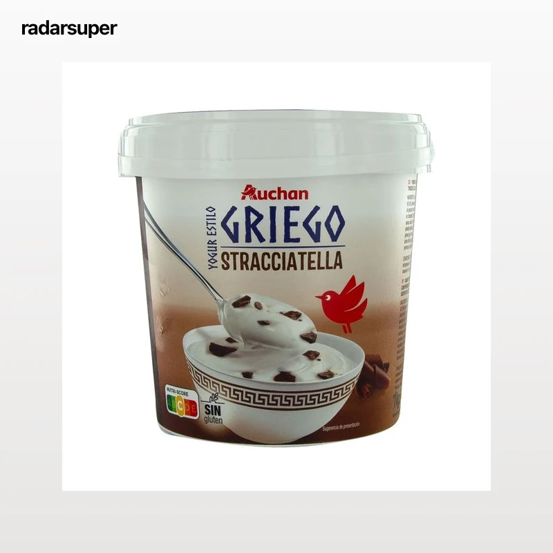 AUCHAN Yogur estilo griego, sabor stracciatella 1 kg. Producto Alcampo