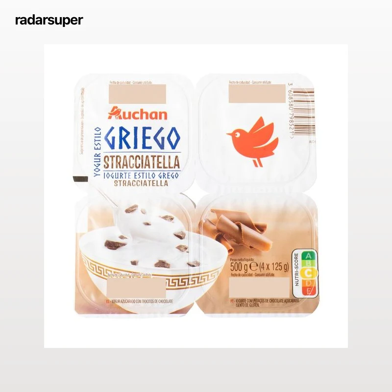 AUCHAN Yogur estilo griego con stracciatella 4 x 125 g. Producto Alcampo