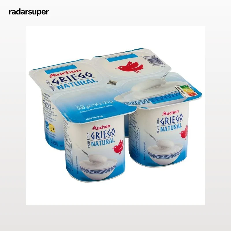 AUCHAN Yogur griego sabor natural 4 x 125 g. Producto Alcampo