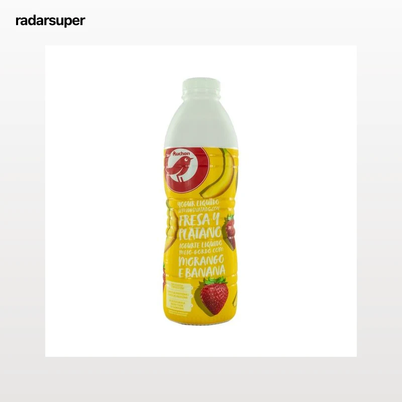 AUCHAN Yogur líquido semidesnatado para beber, con pulpa de fresa y plátano 1 l. Producto Alcampo