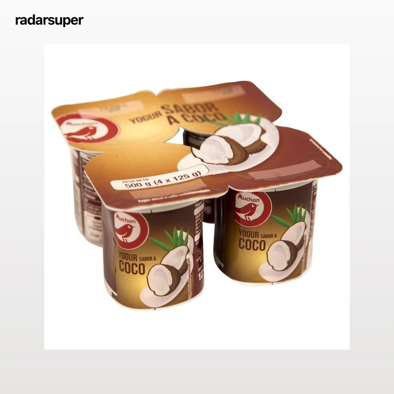 AUCHAN Yogur con sabor a coco 4 x 125 g. Producto Alcampo