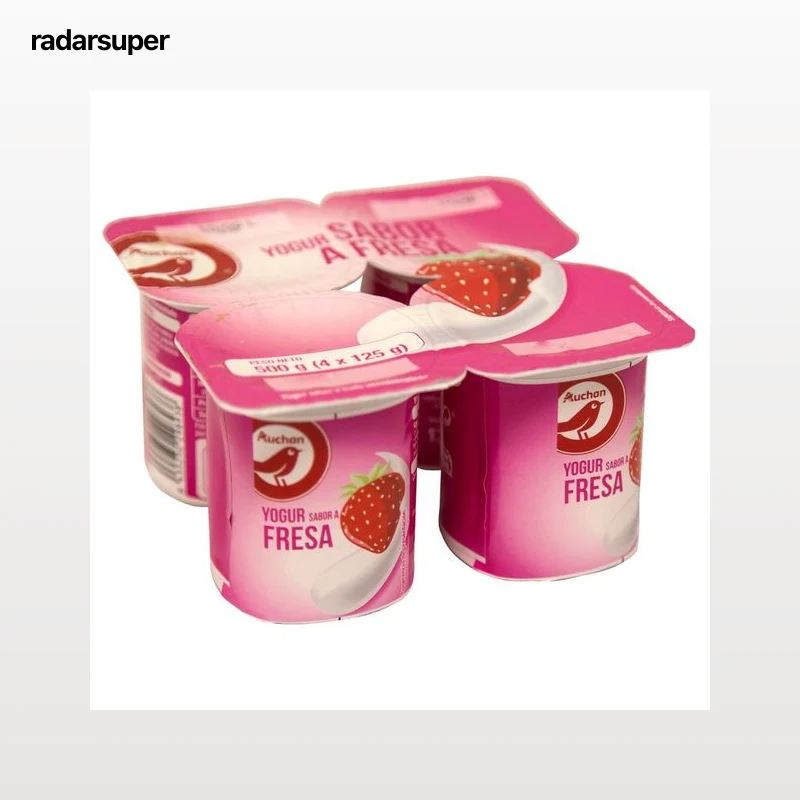 AUCHAN Yogur con sabor a fresa 4 x 125 g. Producto Alcampo