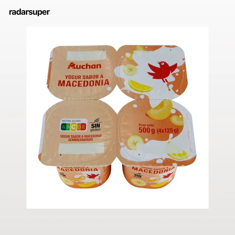 AUCHAN Yogur sabor a macedonia 4 x 125 g Producto Alcampo.