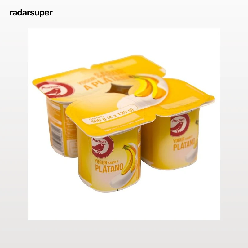 AUCHAN Yogur sabor a plátano 4 x 125 g. Producto Alcampo