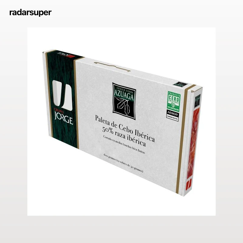 AZUAGA Maletín de medias lonchas de Paleta de Cebo Ibérico 50% Raza Ibérica 12x50g