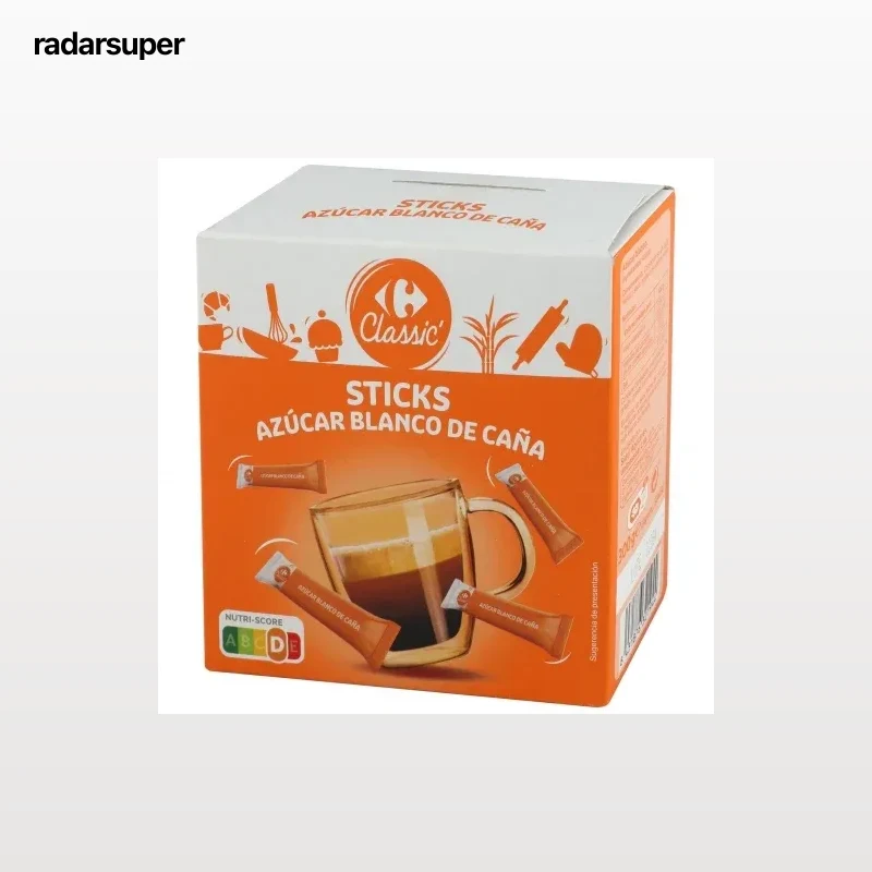 Azúcar blanco de caña en sticks Classic´ Carrefour 300 g.