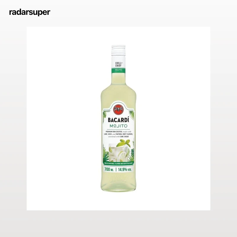 BACARDI Preparado de mojito con ron Bacardi carta blanca, menta natural y zumo de lima botella 70 cl.
