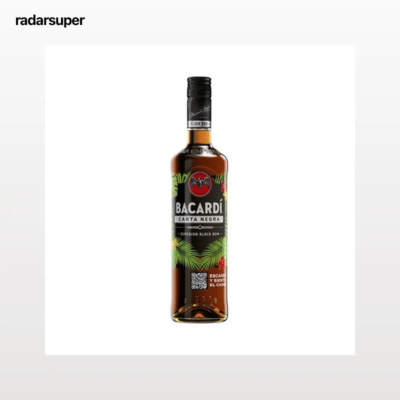 BACARDI Ron negro superior importado de Puerto Rico BACARDÍ Carta negra botella de 70 cl.