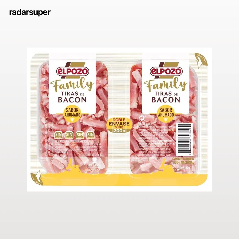 Bacon tiras sin lactosa 2x100g Elpozo Family