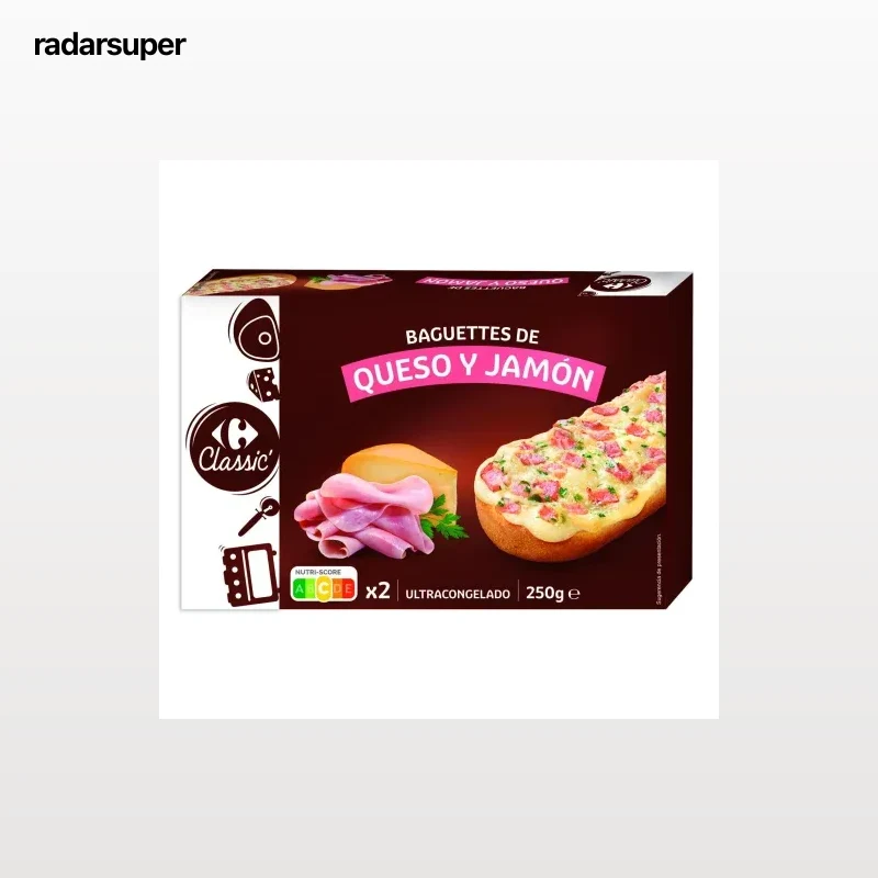 Baguettes de jamón y queso Carrefour 250 g.