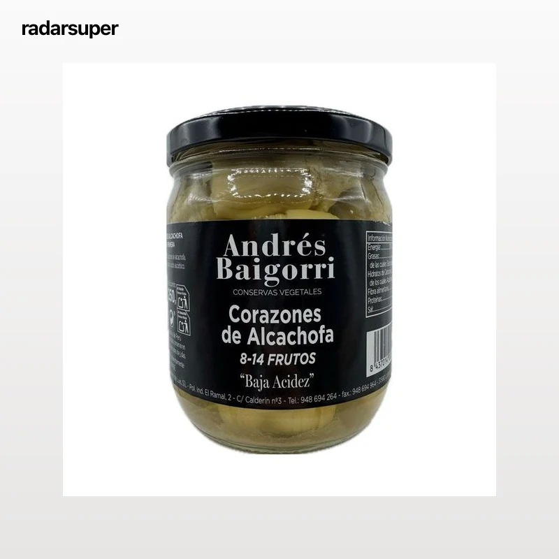 BAIGORRI Corazones de alcachofa 8/14 frutos, baja acidez 250g