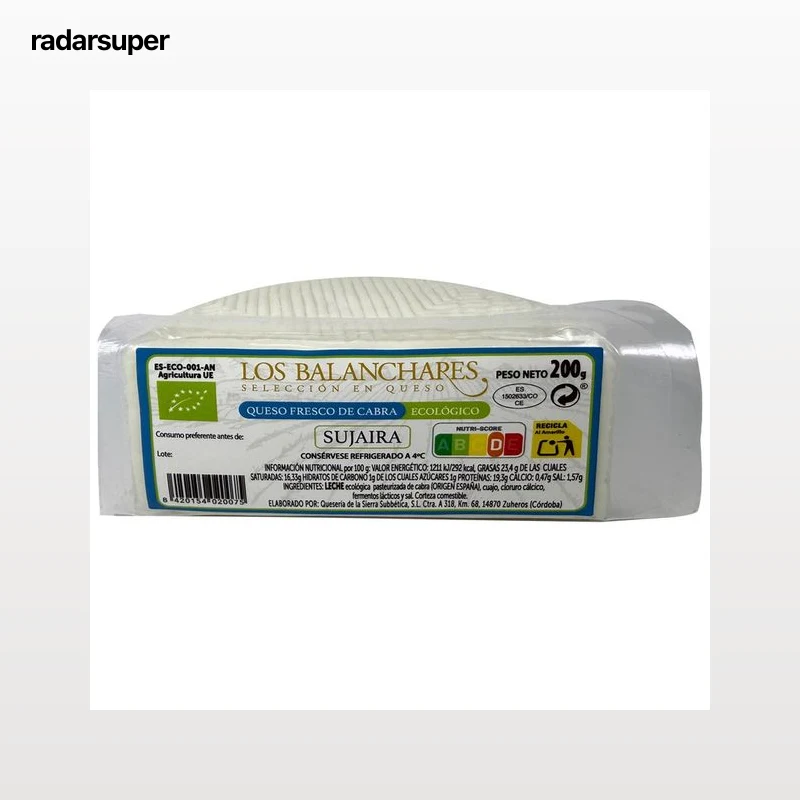 LOS BALANCHARES Sujaira Queso fresco de cabra ecológico 200 g.
