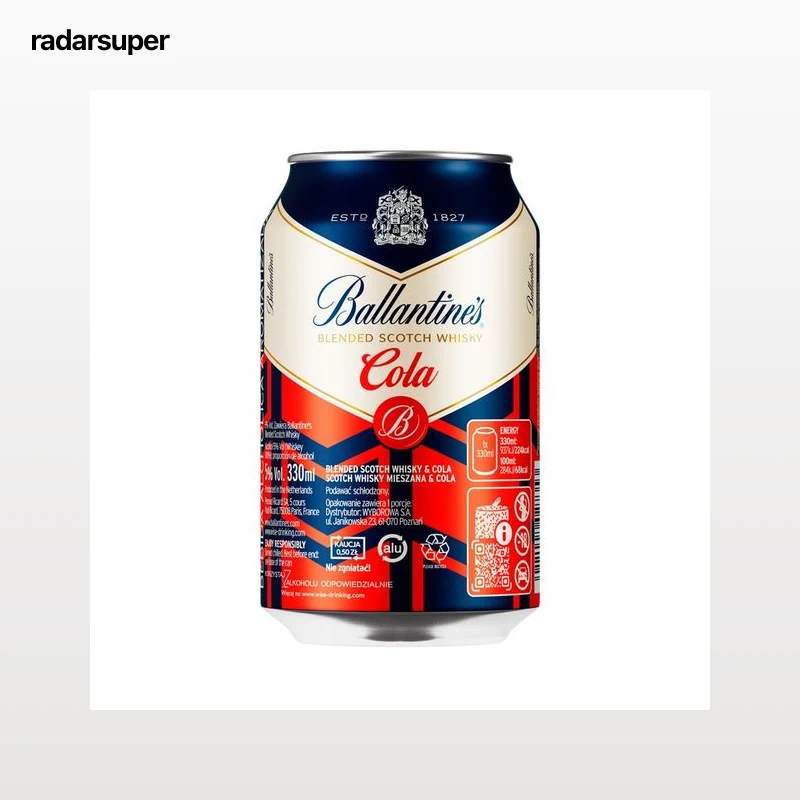 BALLANTINES Combinado de whisky escoces con cola lata 33 cl.