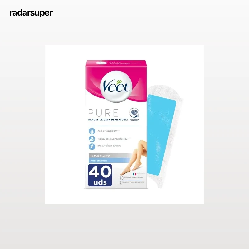 Bandas de cera depilatoria corporal Pure Veet 40 ud.