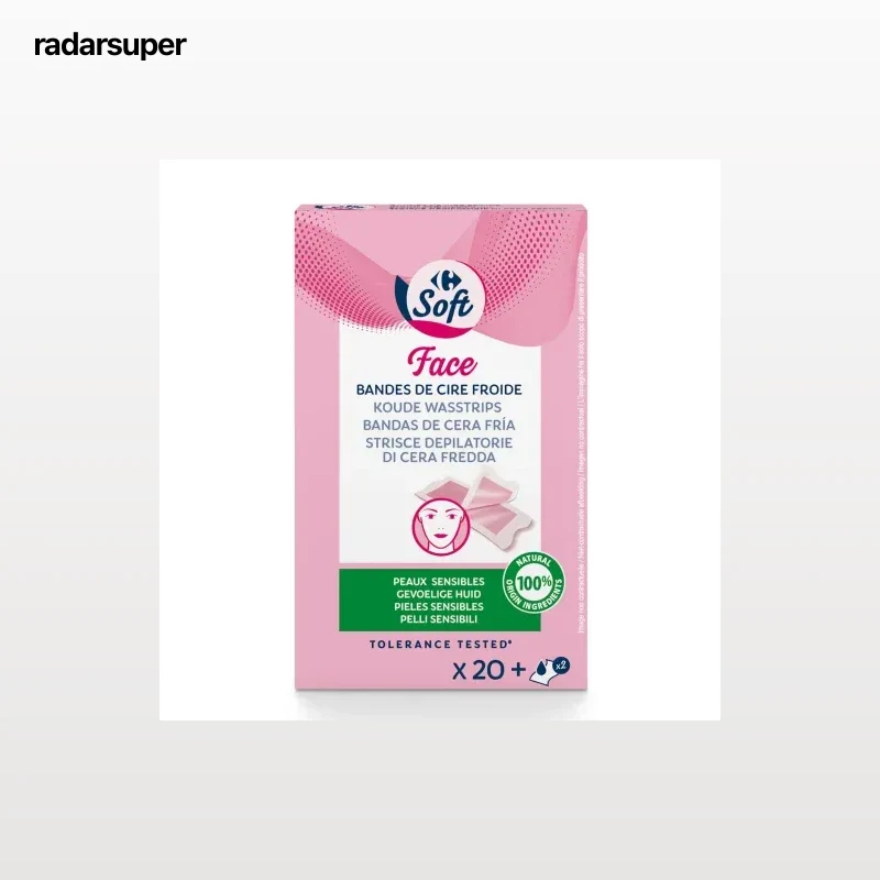 Bandas de cera depilatoria faciales frías Carrefour Soft 20 ud.