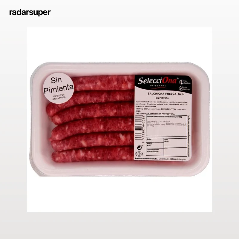Bandeja con 6 longanizas blancas sin pimienta SELECCIONA 330 g.