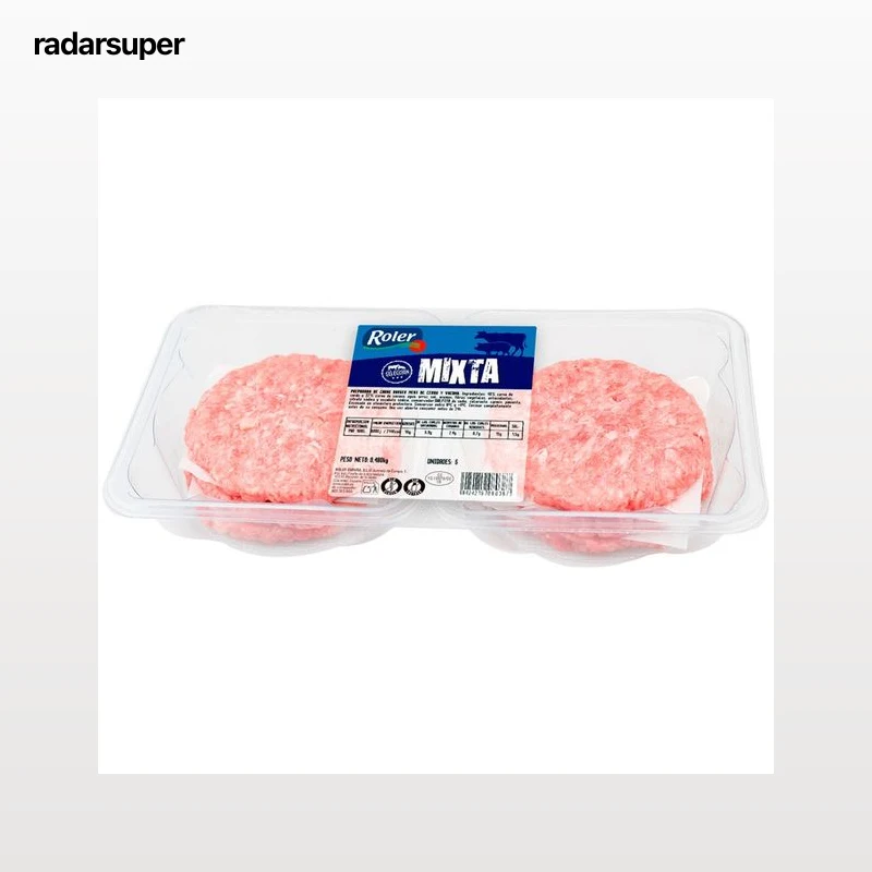 Bandeja con burger meat mixta (vacuno - cero) ROLER 6 x 80 g.