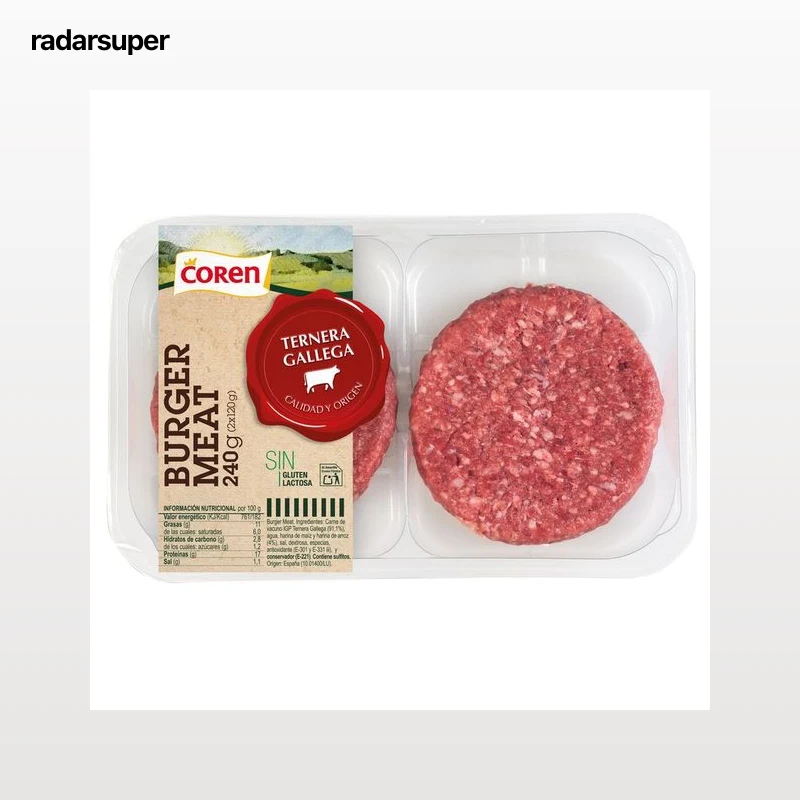 Bandeja con burger meat de ternera gallega COREN 2 x 120 g.