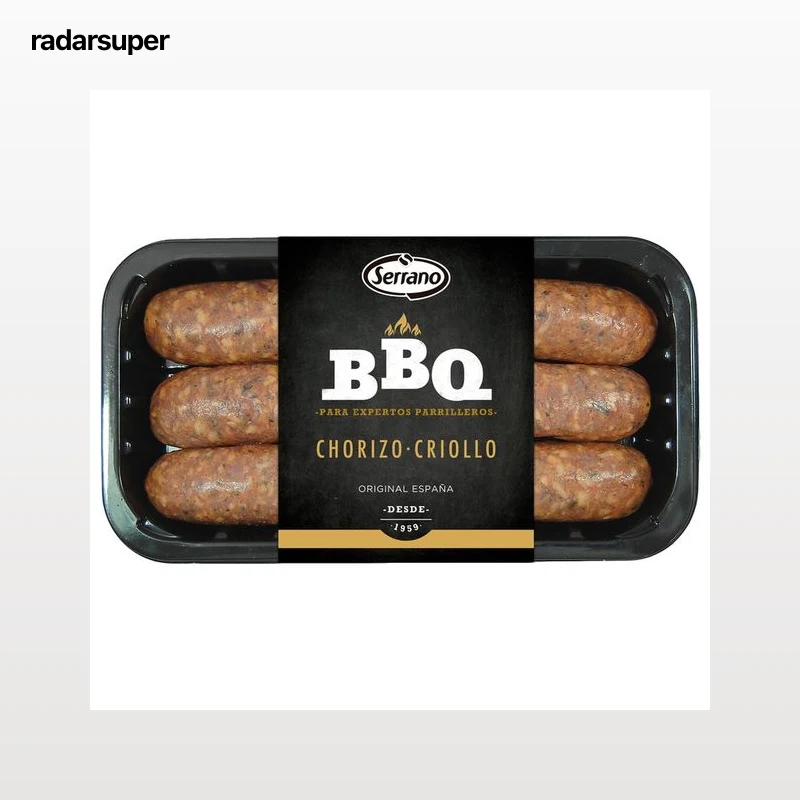 Bandeja con chorizos criollos especiales para barbacoa SERRANO 400 g.