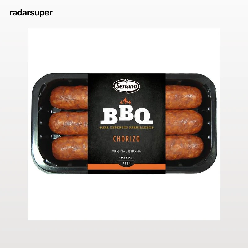Bandeja con chorizos especiales para barbacoa SERRANO 400 g.