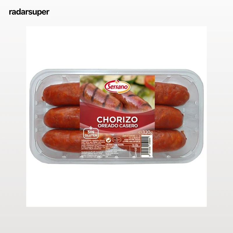 Bandeja con chorizos oreados casero, elaborados sin gluten SERRANO 320 g.