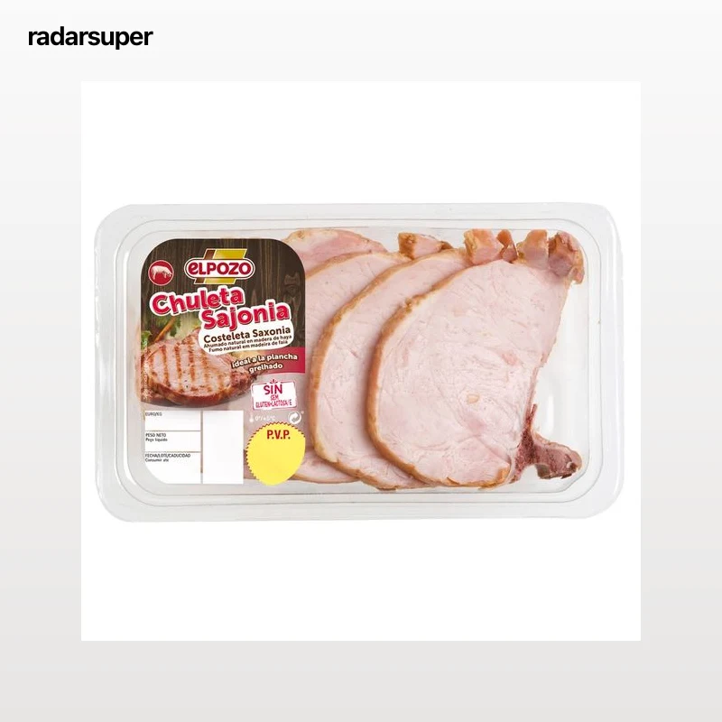 Bandeja con chuletas de cerdo tipo Sajonia, ideales para plancha EL POZO