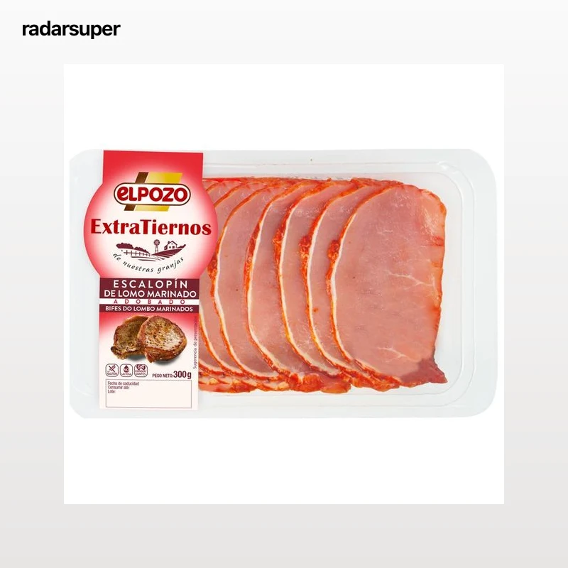 Bandeja con escalopines de lomo de cerdo marinados y adobados EL POZO Extratiernos 300 g.