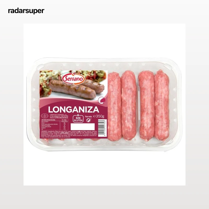 Bandeja de longanizas frescas blancas, elaboradas sin gluten SERRANO 350 g.