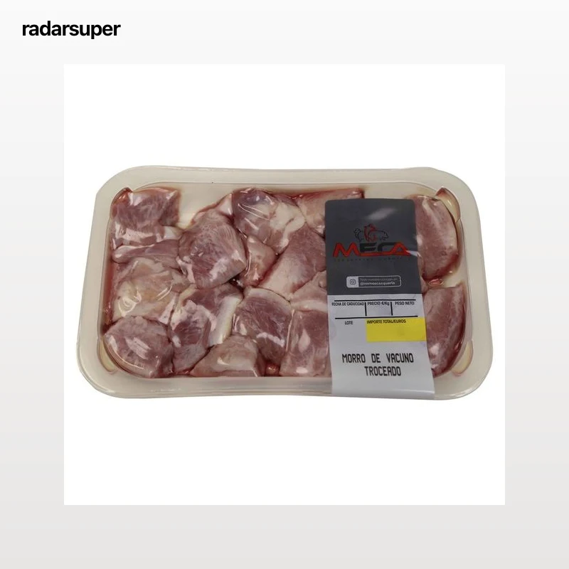 Bandeja con morro de vacuno troceado, especial para guisos MECA