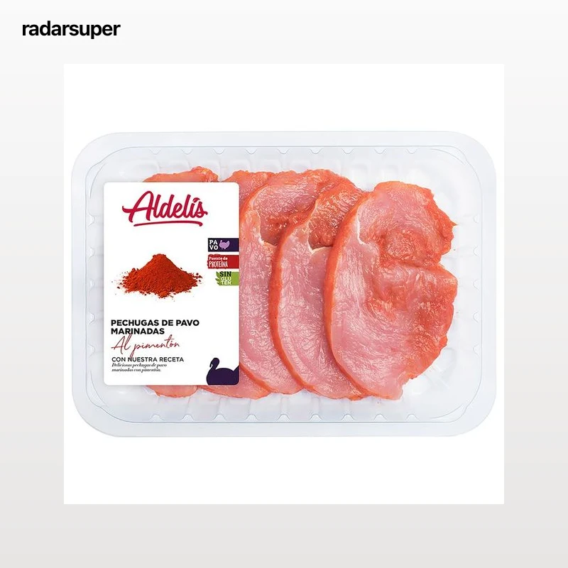 Bandeja de pechuga de pavo fileteada y marinada al pimentón ALDELÍS