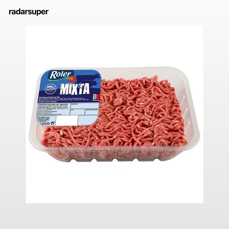 Bandeja de preparado de carne picada mixta (vacuno-cerdo), elaborada sin gluten ROLER 800 g.
