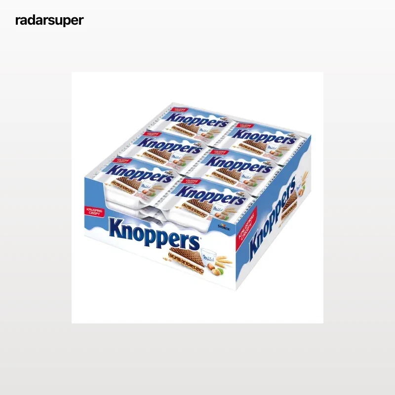 Barquillo crujiente de leche y avellana Knoppers Storck pack de 24 unidades de 25 g.