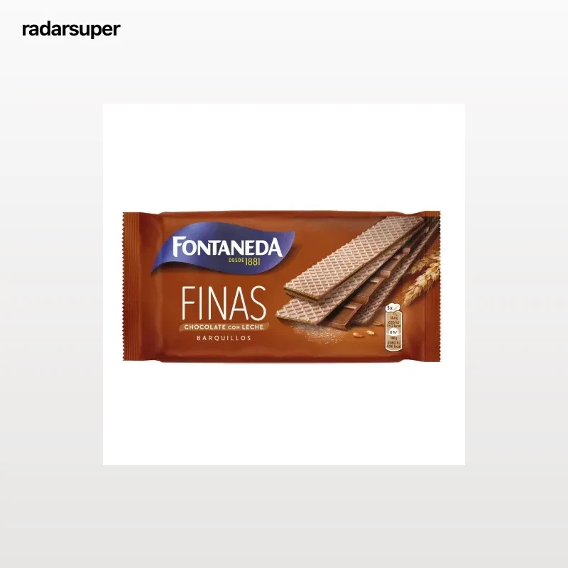 Barquillos rellenos de chocolate con leche Fontaneda Finas 92 g.