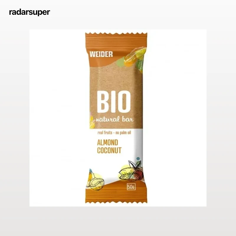 Barrita de almendras y coco ecológica Weider sin aceite de palma 50 g.