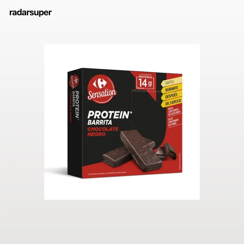 Barrita de chocolate negro alta en proteínas Carrefour Sensation 120 g