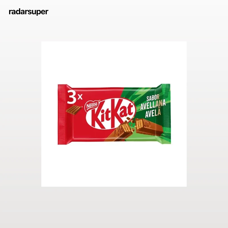 Barrita de galleta crujiente cubierta de chocolate sabor avellana Nestlé Kit Kat 124,5 g.