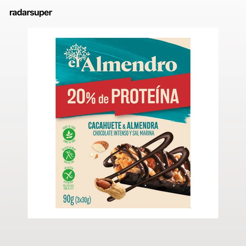 Barrita proteina con cacahuete y almendra El Almendro 90g