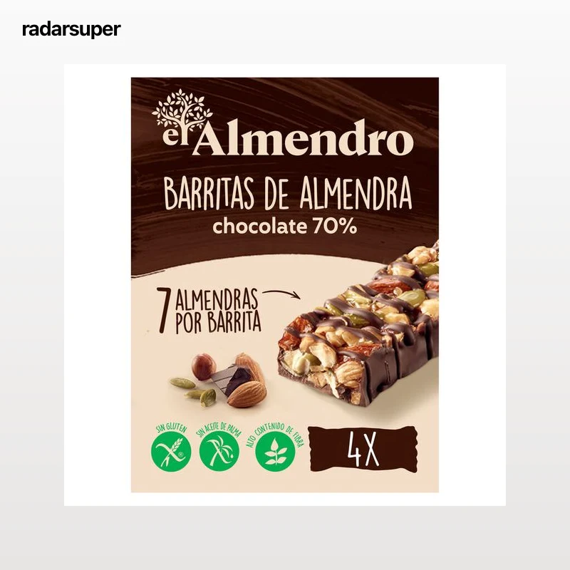 Barritas almendra chocolate negro s/gluten El Almendro 4u