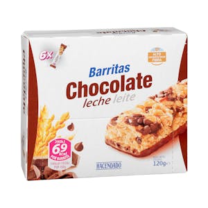 Barritas de cereales y chocolate con leche