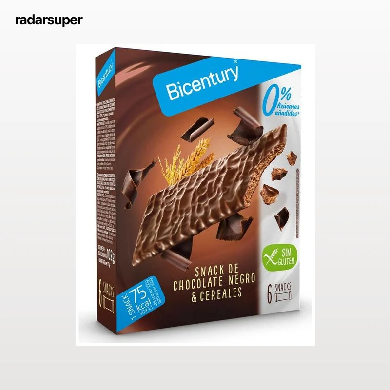 Barritas de cereales con chocolate negro sin azúcares añadidos Bicentury 102g