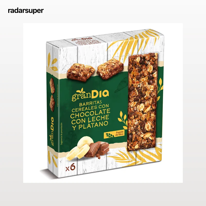 Barritas de cereales plátano y chocolate con leche Gran Dia 150 g