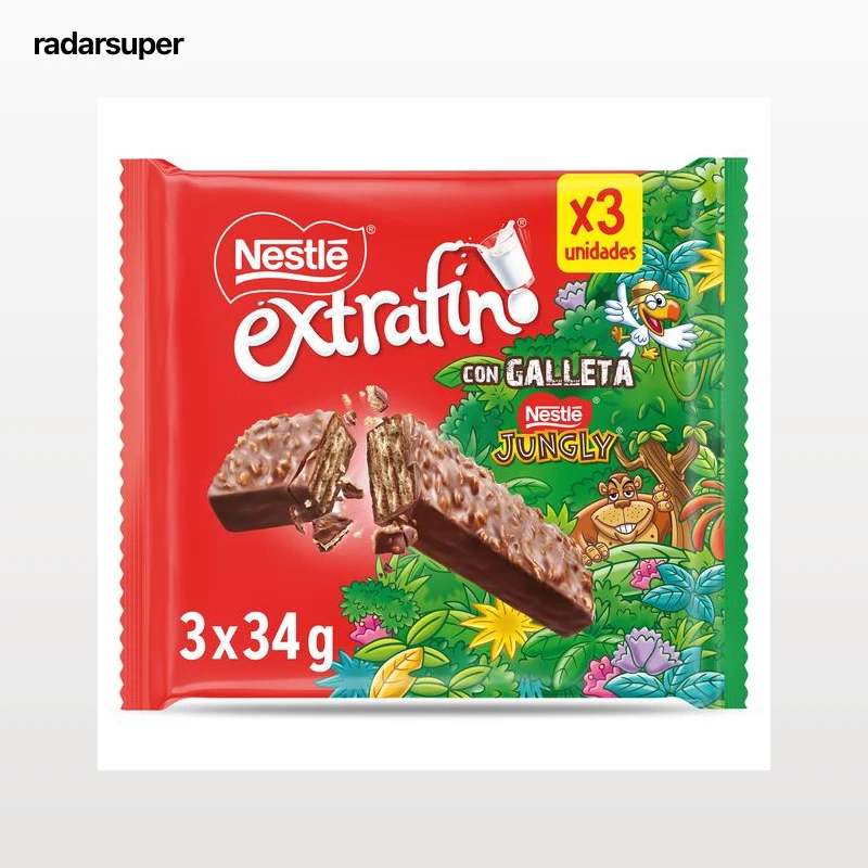 Barritas de chocolate y galleta Nestlé Jungly 102 g
