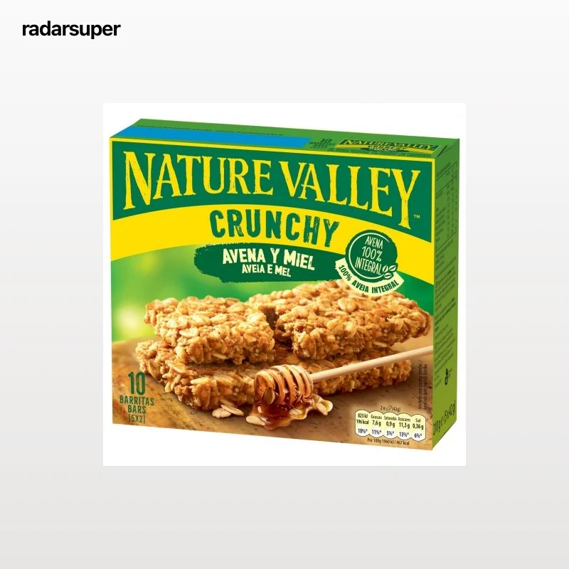 Barritas de avena y miel Crunchy Nature Valley sin lactosa pack de 5 unidades de 42 g.
